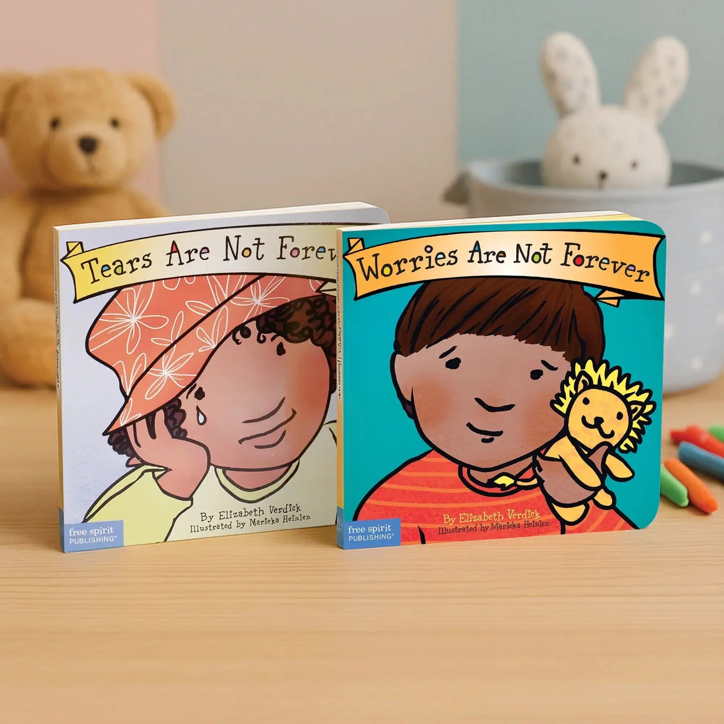 Emotional Resilience Duo Set (Best Behaviour Series) — 2 Board Books for Toddlers (Ages 1–4 yrs) | Includes Managing Tears & Worries | by Free Spirit Publishing