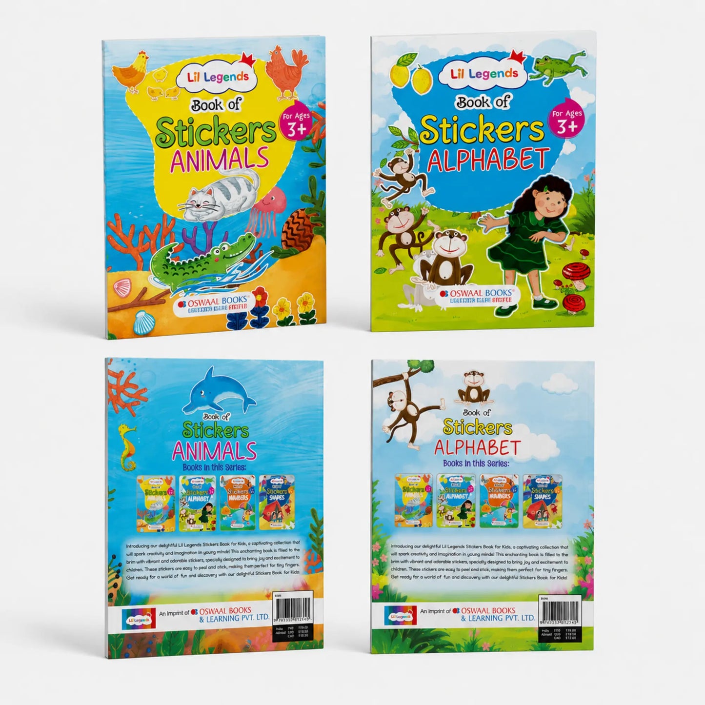 Lil Legends Books of Stickers Animals and Alphabets | Set of 2 for Age 3+ | Learn ABC and Counting With Fun Activities | Educational Workbook | For Toddlers/Nursery/LKG