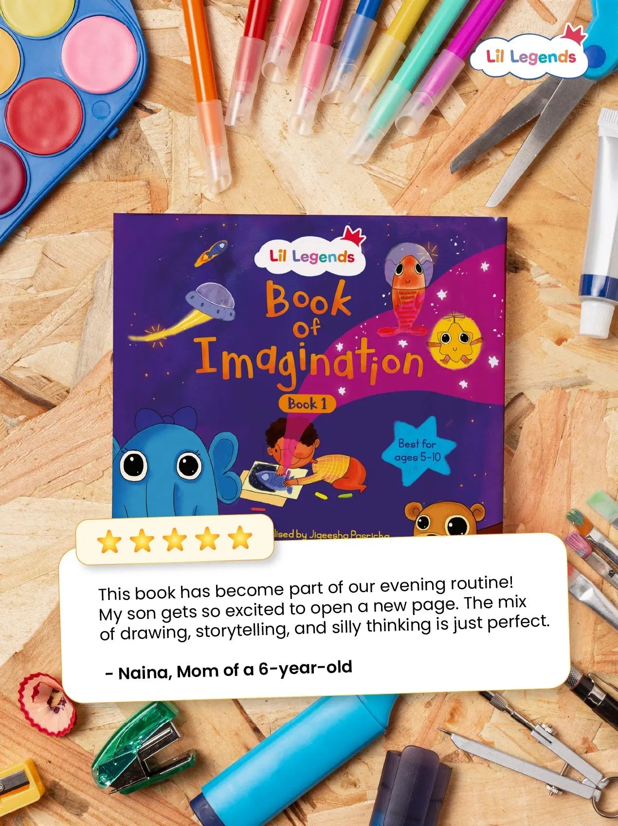 Lil Legends Book of Imagination Part 1 for Kids | Drawing, Thinking & Writing Prompts | Creative Expression & Focus | Screen-Free Activity Book | Age 5–10 Years