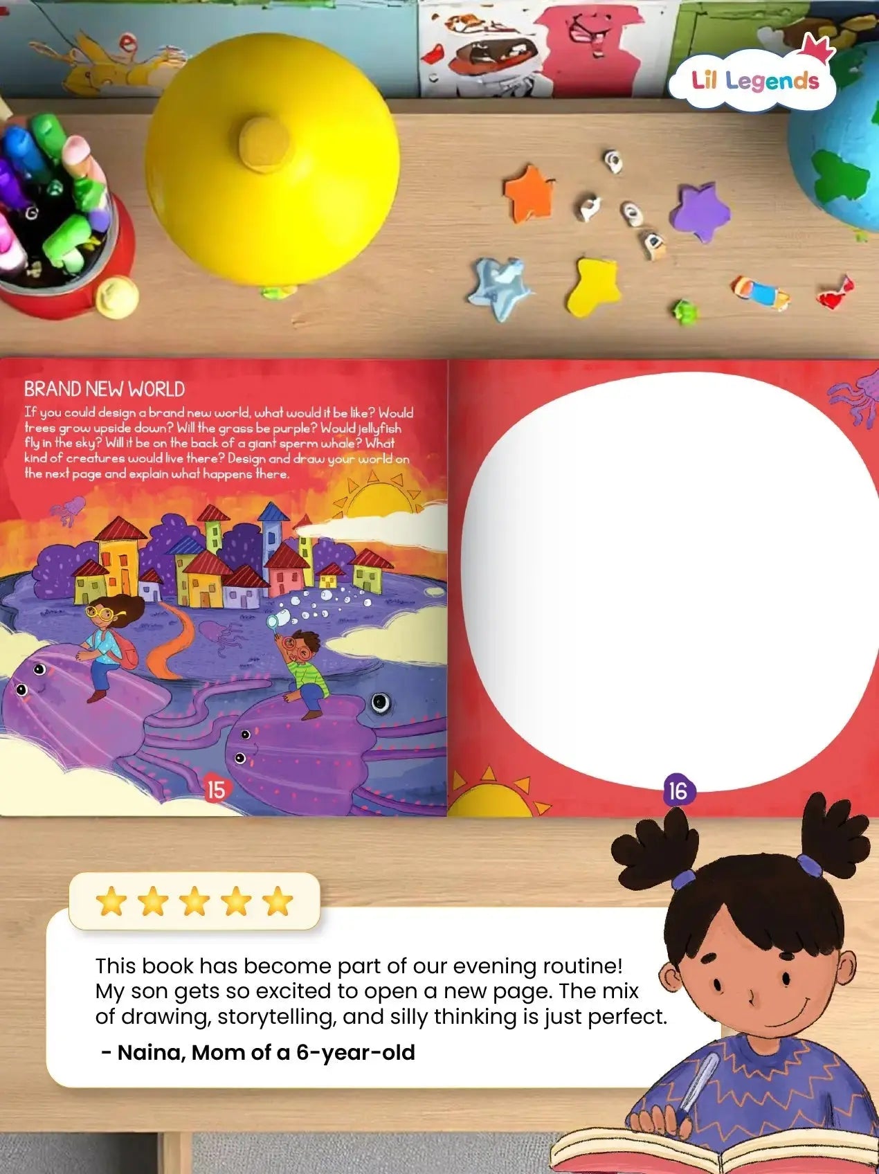 Lil Legends Book of Imagination Part 2 for Kids | Drawing & Writing Prompts | Creative Thinking & Emotional Expression | Screen-Free Activity Journal | Age 5–10 Years
