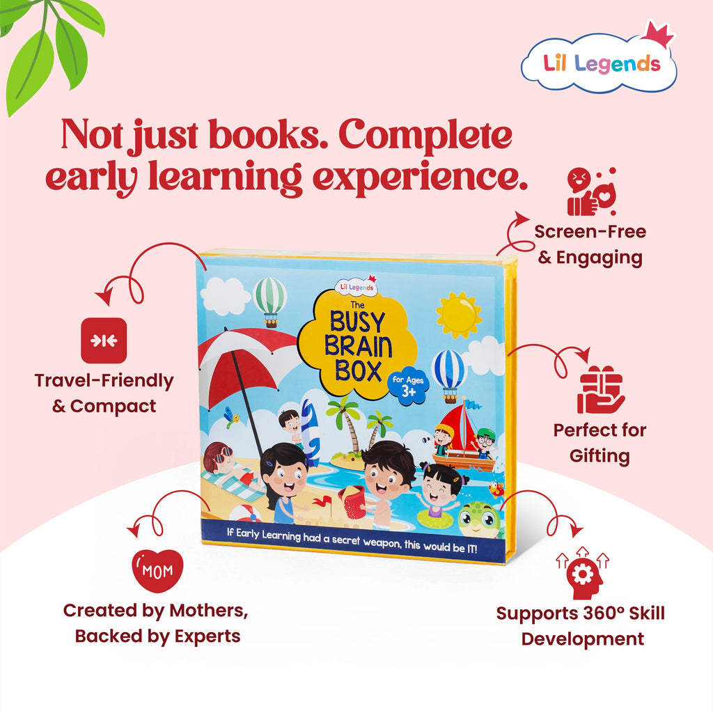 The Busy Summer Box – 10+ Screen-Free Activities with Free Stationery Kit | Stickers, Stories, Brain Games & More | Ideal for Kids Ages 3+ - Oswaal Books