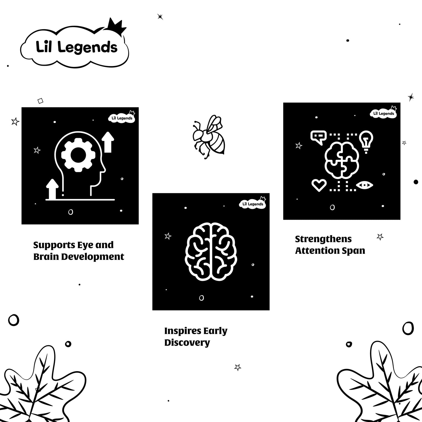 Lil Legends My First High Contrast Books Slipcase Set of 5 - Animals, Toys and More | Black and White Pictures, Visual Stimulation, Brain Development | For Infants/Toddlers | Age 0–12 Months