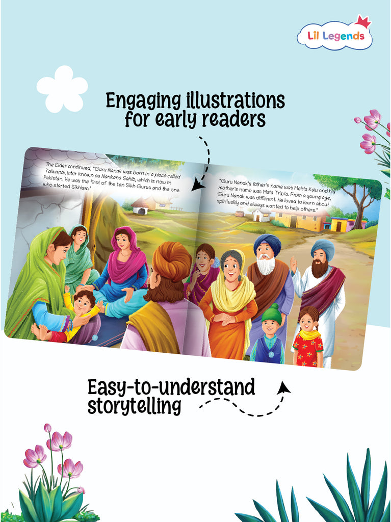 Inspiring Tale of Guru Nanak – Illustrated Story Book for Kids | Short Moral Biography for Early Readers | Ages 3+ | Board Book with Values & Teachings