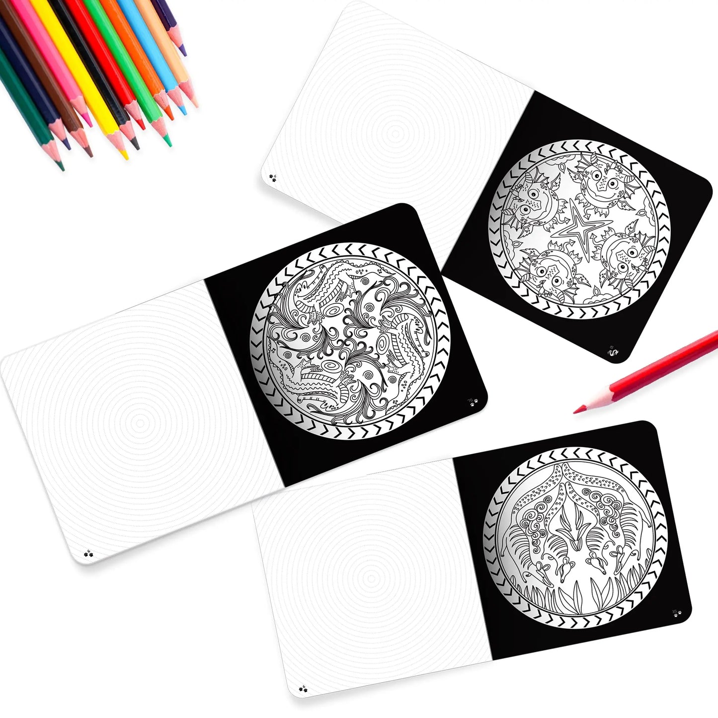 Lil Legends Let's Colour Set of 3 Colouring Books | Animals, Oceans and Dragons | Travel-Friendly Hardboard Support | Boosts Focus and Creativity | For UKG/Primary | Age 4+