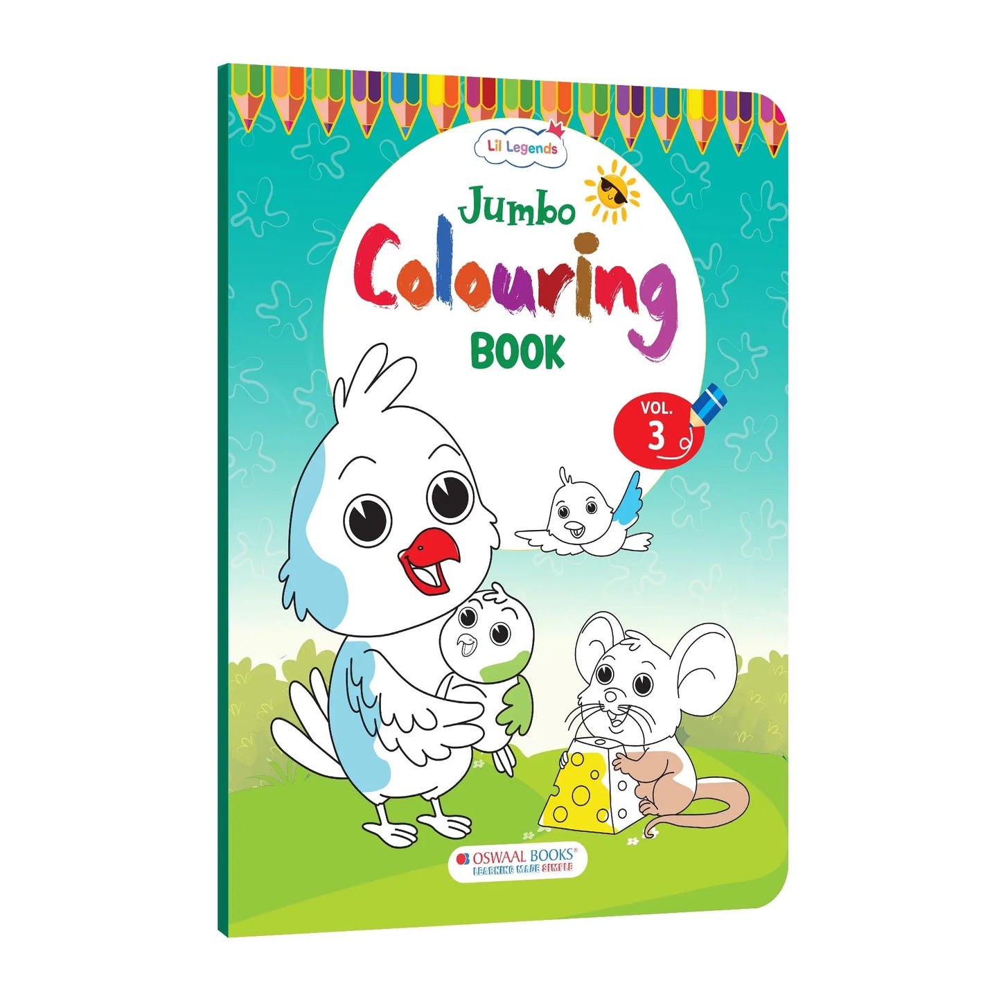 Lil Legends Jumbo Colouring Book Vol 3 for Kids | Bold Outlines and Fun Designs | Nature, Animals and Fun Scenes | Big Size Colouring Activity Book | For Toddlers/LKG/UKG | Age 5+ย