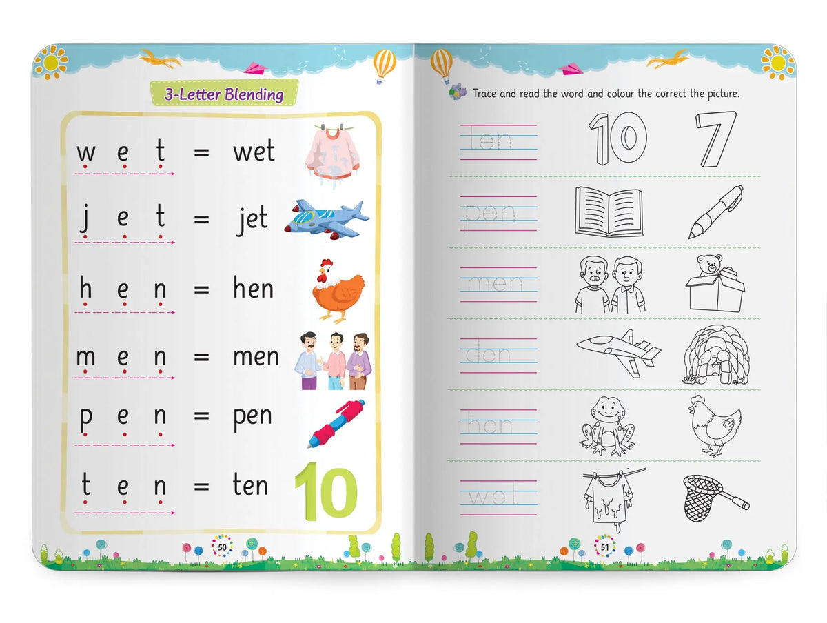 Lil Legends Incredible Phonics Level 1 Main Book Part 1, Part 2 and Sight Words Book | Set of 3 for Age 3-5 Years | Letter Sounds, High Frequency Words and Fun Activities | For Nursery/LKG/UKG