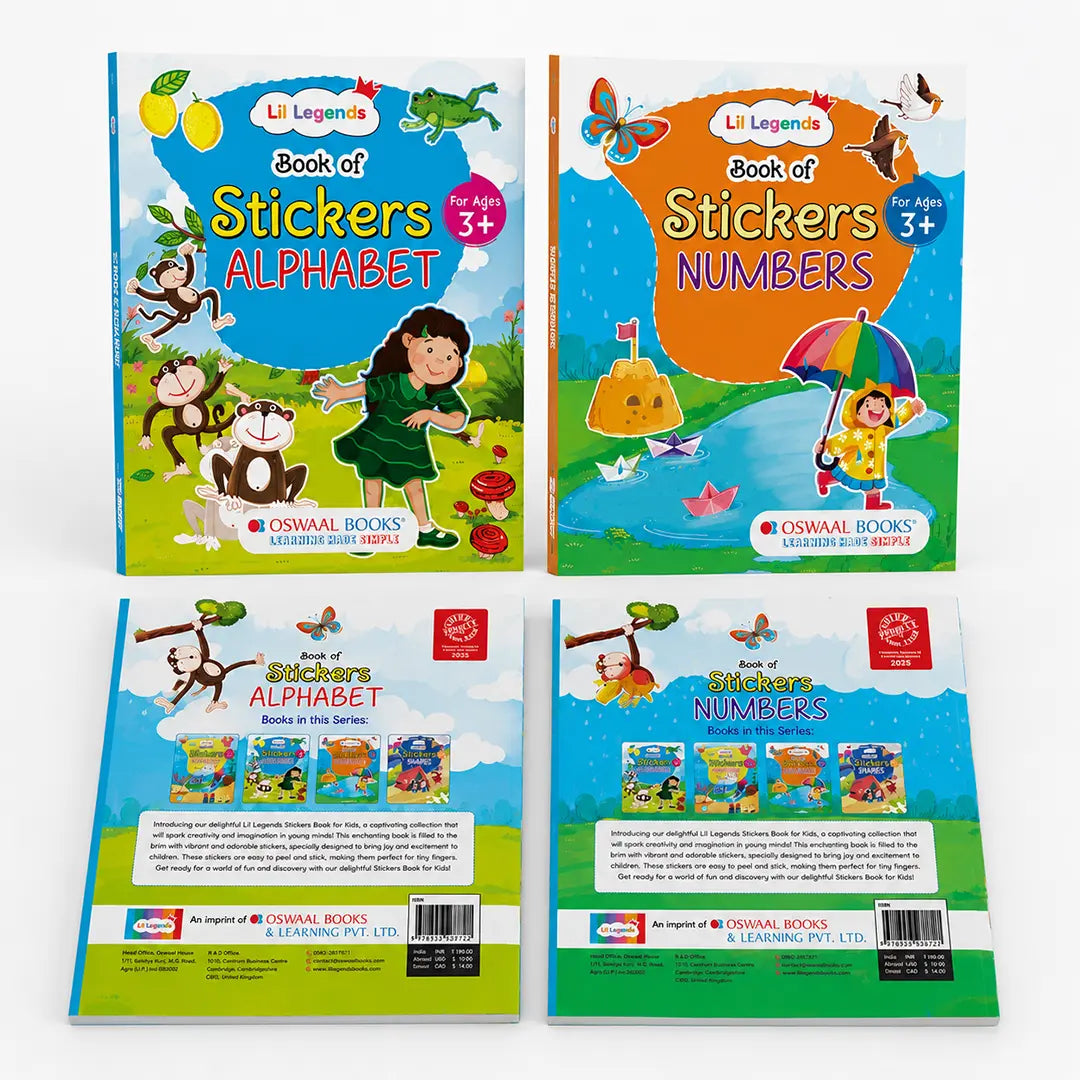 Lil Legends Books of Stickers Numbers and Alphabets | Set of 2 for Kids Age 3+ | Learn ABC and Counting With Fun Activities | Educational Workbook For Toddlers | For Nursery/LKG/UKG