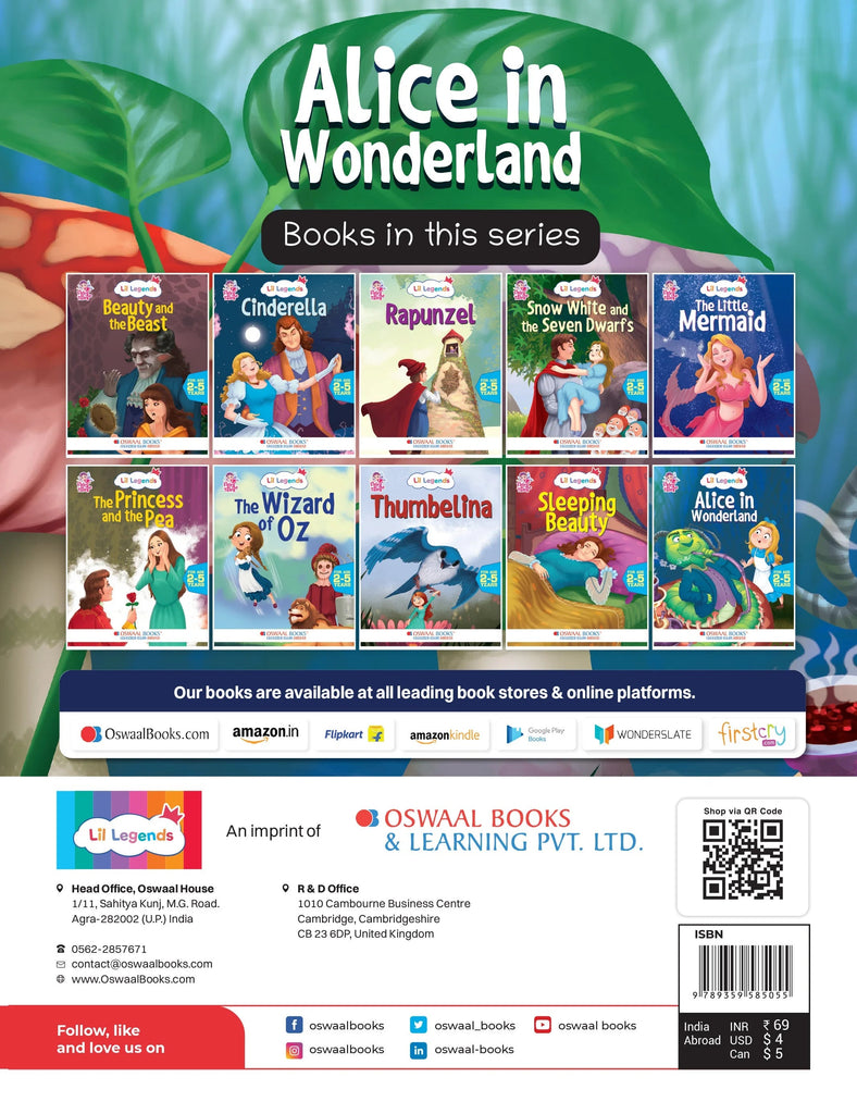 Lil Legends Fairy Tales- Alice in wonderland For Kids, Age 2-5 Years | Illustrated Stories | Bed Time Books Oswaal Books and Learning Private Limited