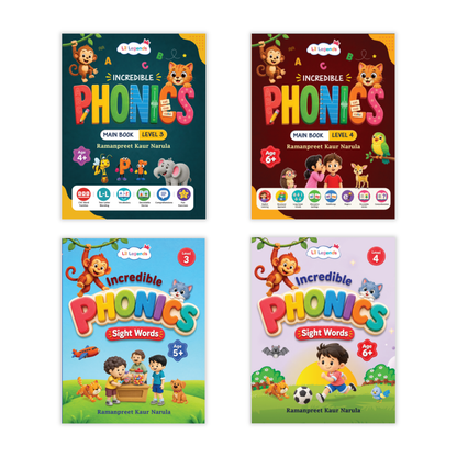 Incredible Phonics for Masters Bundle – 4 Books | Level 3 & 4 Phonics Main Books + Sight Words | Reading, Phonics & Word-Building Skills | Learning Books for Ages 5–6+ 
