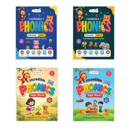 Incredible Phonics for Builders Bundle – 4 Books | Level 2 & 3 Phonics Main Books + Sight Words | Reading, Phonics & Word-Building Skills | Learning Books for Ages 4–5+ 