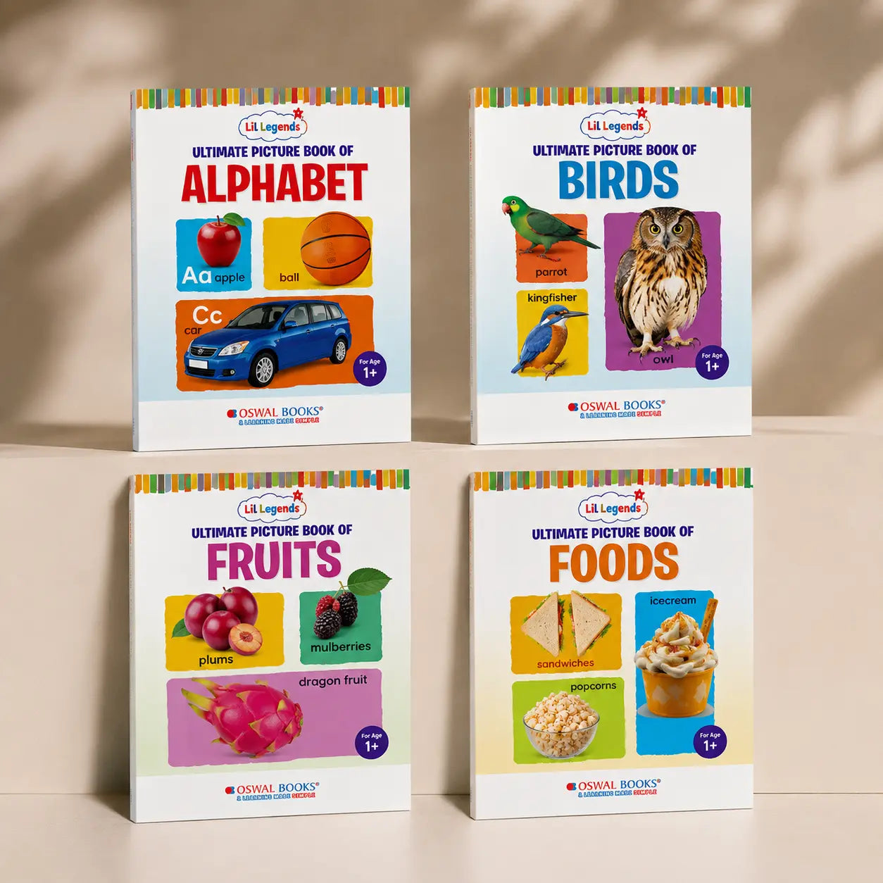 Lil Legends Set of 12 Picture Books - Early Learning Collection for Kids Age 1+ Years | Alphabet, Numbers, Birds, Flowers, Foods, Fruits, Vegetables, Wild Animals, Good Habits & Many More 