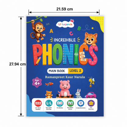 Incredible Phonics for Builders Bundle – 4 Books | Level 2 & 3 Phonics Main Books + Sight Words | Reading, Phonics & Word-Building Skills | Learning Books for Ages 4–5+ 