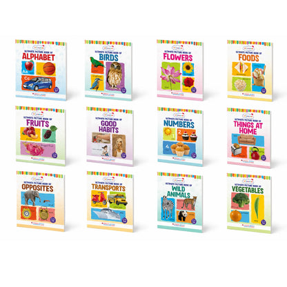 Lil Legends Set of 12 Picture Books - Early Learning Collection for Kids Age 1+ Years | Alphabet, Numbers, Birds, Flowers, Foods, Fruits, Vegetables, Wild Animals, Good Habits & Many More 
