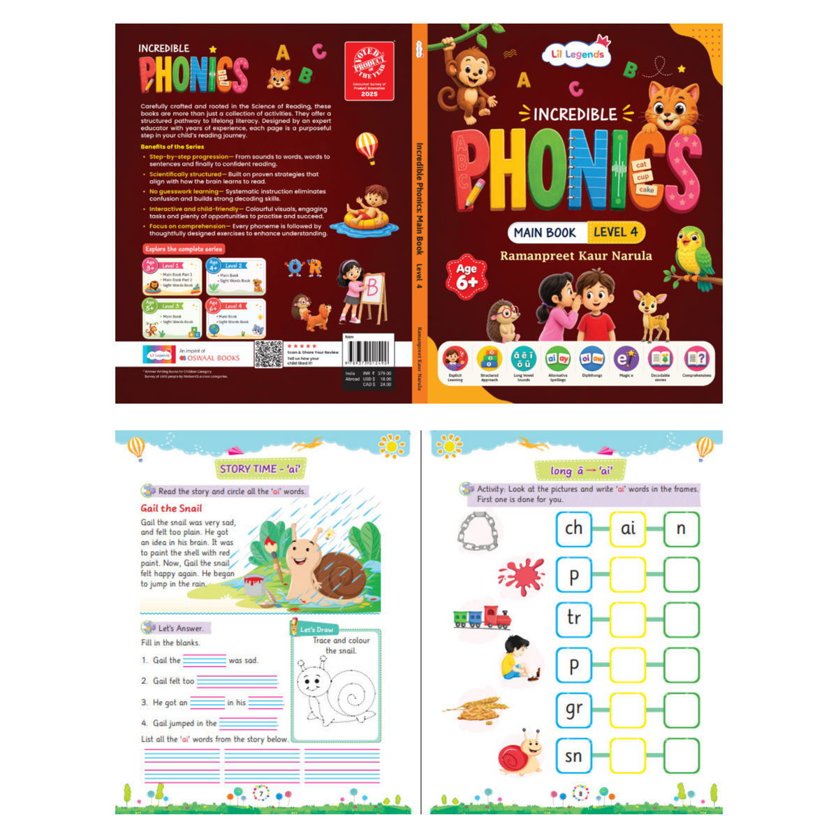 Incredible Phonics for Masters Bundle – 4 Books | Level 3 & 4 Phonics Main Books + Sight Words | Reading, Phonics & Word-Building Skills | Learning Books for Ages 5–6+ 