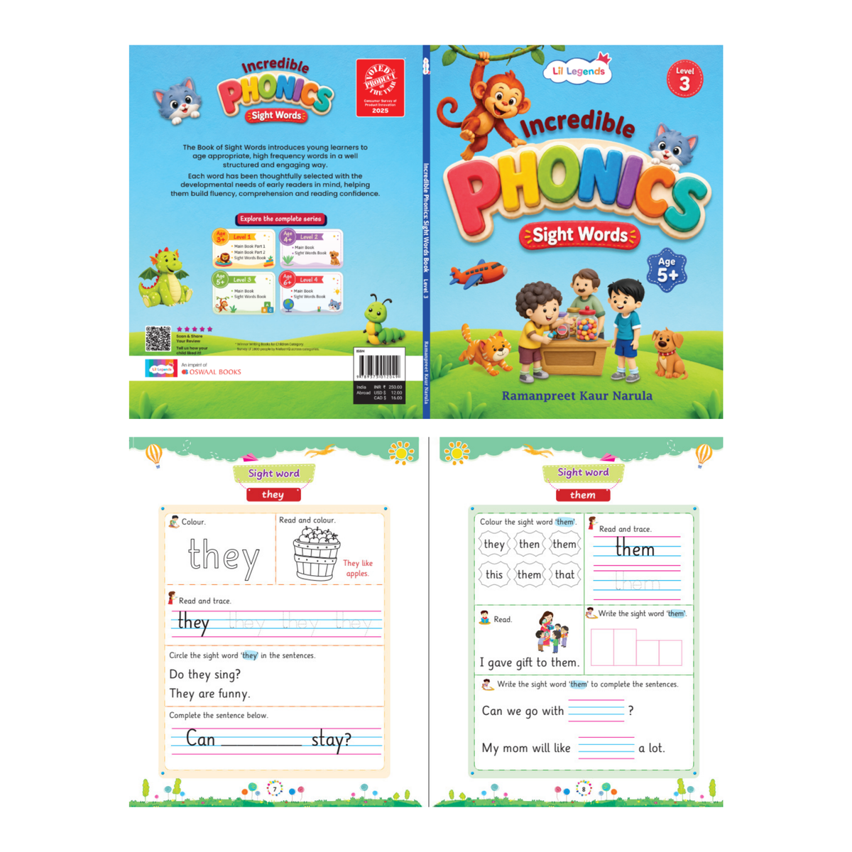Incredible Phonics for Builders Bundle – 4 Books | Level 2 & 3 Phonics Main Books + Sight Words | Reading, Phonics & Word-Building Skills | Learning Books for Ages 4–5+ 