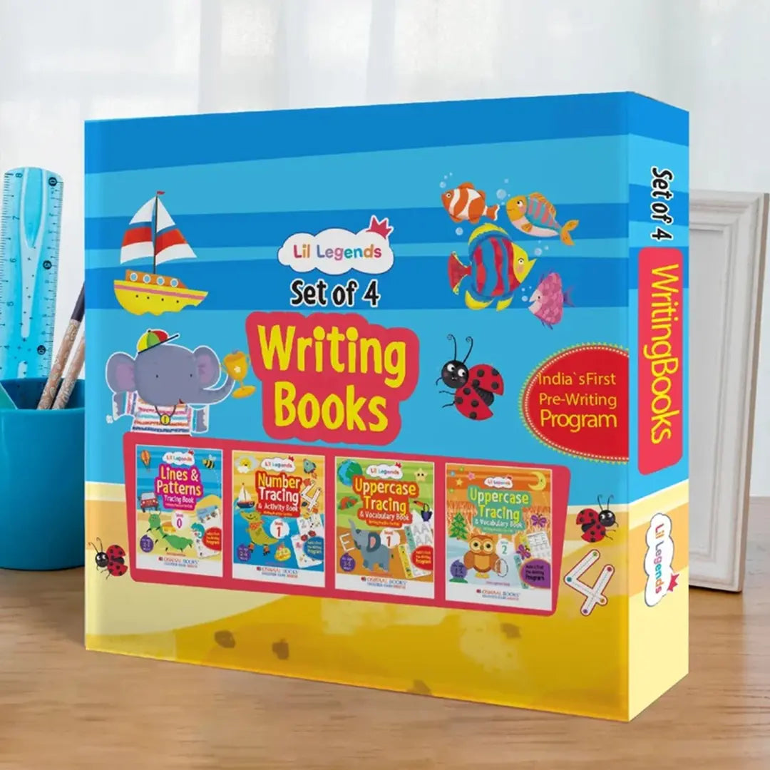 Writing Practice Gift Set - Lines, Patterns, Numbers & Alphabets | Boxset of 4 Books | Ages 2–5 Yrs | 