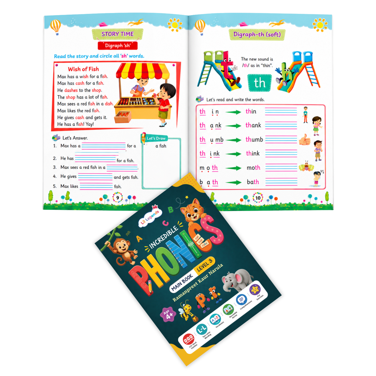 Incredible Phonics for Builders Bundle – 4 Books | Level 2 & 3 Phonics Main Books + Sight Words | Reading, Phonics & Word-Building Skills | Learning Books for Ages 4–5+ 
