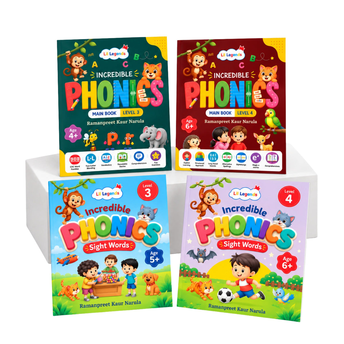 Incredible Phonics for Masters Bundle – 4 Books | Level 3 & 4 Phonics Main Books + Sight Words | Reading, Phonics & Word-Building Skills | Learning Books for Ages 5–6+ 
