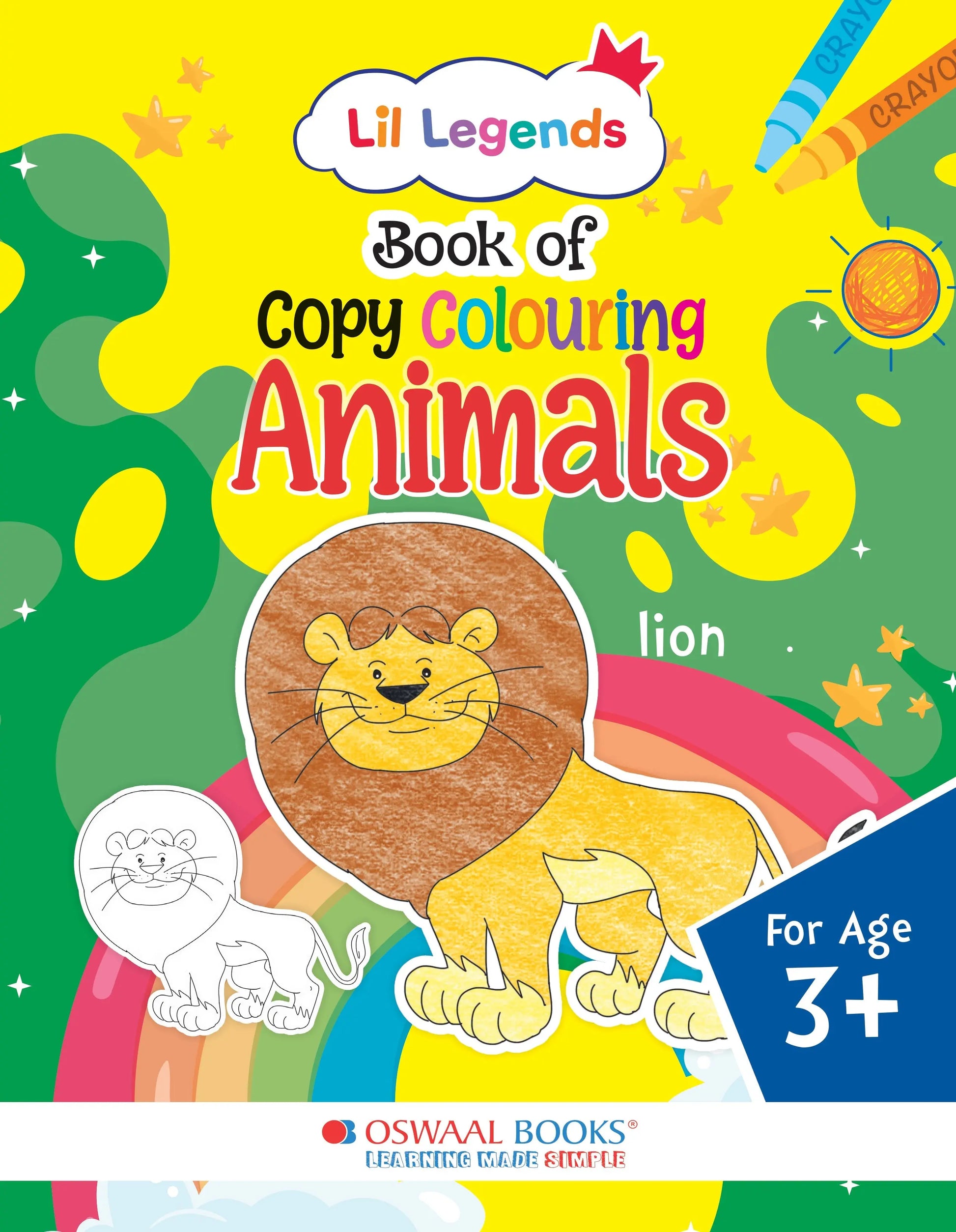 Lil Legends Book of Copy Colouring for kids,To Learn About Animals, Age 3 + 