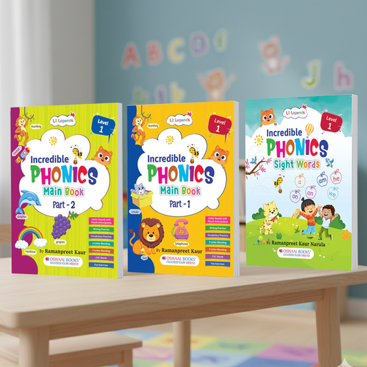 Lil Legends Level 1 Phonics & Sight Words 3-Book Set for Ages 3–6 | Build Strong Reading Foundations, Boost Confidence & Vocabulary Early | Includes Phonics Part 1, Part 2 & Sight Words 
