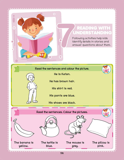 Lil Legends Brain, Maths & English Activity Book Set for Kids | Set of 3 Books | 750+ Exercises | Tracing, Logical Thinking & Language Skills | Age 5+ Years