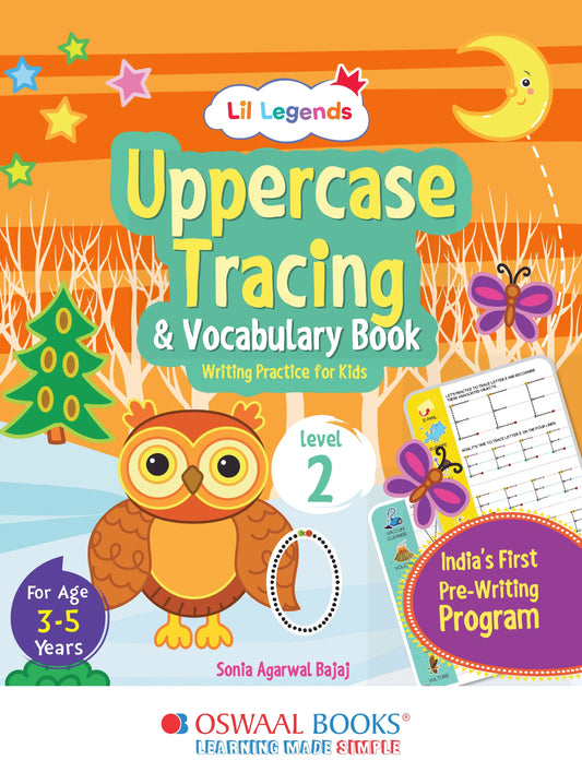 Oswaal Lil Legends Uppercase Tracing & Vocabulary Book for Kids | Level 2 | Writing Practice Workbook | Advanced Pre-Writing & Handwriting Skills | Age 3–5 Years