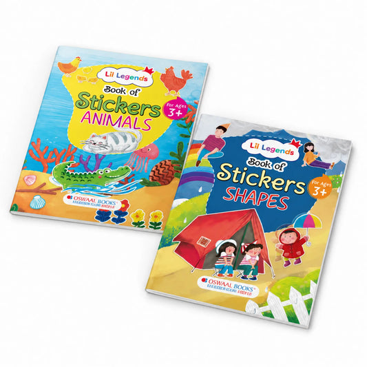 Lil Legends Books of Stickers Animals and Shapes | Set of 2 For Age 3+ | Learn Animal Names and Shapes With Fun Activities | Educational Workbook For Toddlers | For Nursery/LKG 