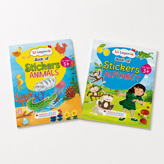 Lil Legends Books of Stickers Animals and Alphabets | Set of 2 for Age 3+ | Learn ABC and Counting With Fun Activities | Educational Workbook | For Toddlers/Nursery/LKG 