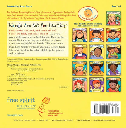 Words Are Not for Hurting (Best Behaviour Series) — Gentle Board Book for Toddlers (Ages 1-4 yrs) | Build Kind Words & Strong Relationships | by Free Spirit Publishing 