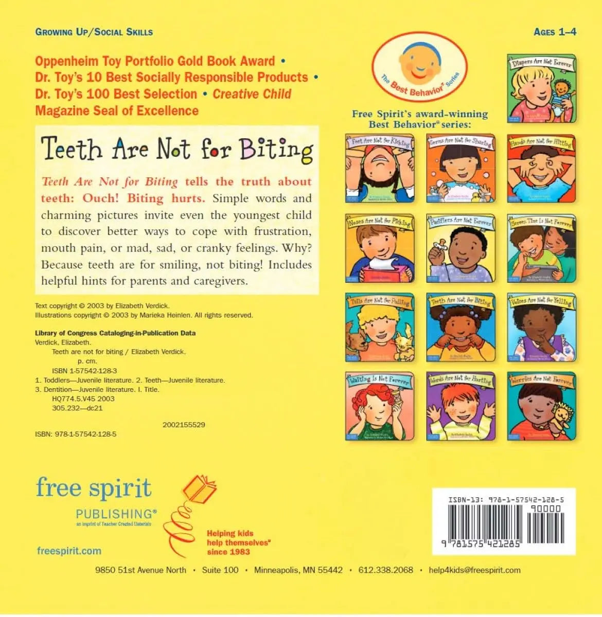 Teeth Are Not for Biting (Best Behaviour Series) — Board Book for Toddlers (Ages 1-4 yrs) | Builds Gentle Communication & Kindness | by Free Spirit Publishing 