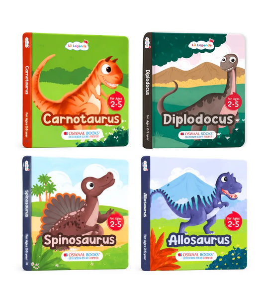 Lil Legends Dinosaur Padded Board Books for Kids | Set of 4 Books | Illustrated Dinosaur Storybooks | Early Learning Fun | Age 2–5 Years | Padded Cover Set 