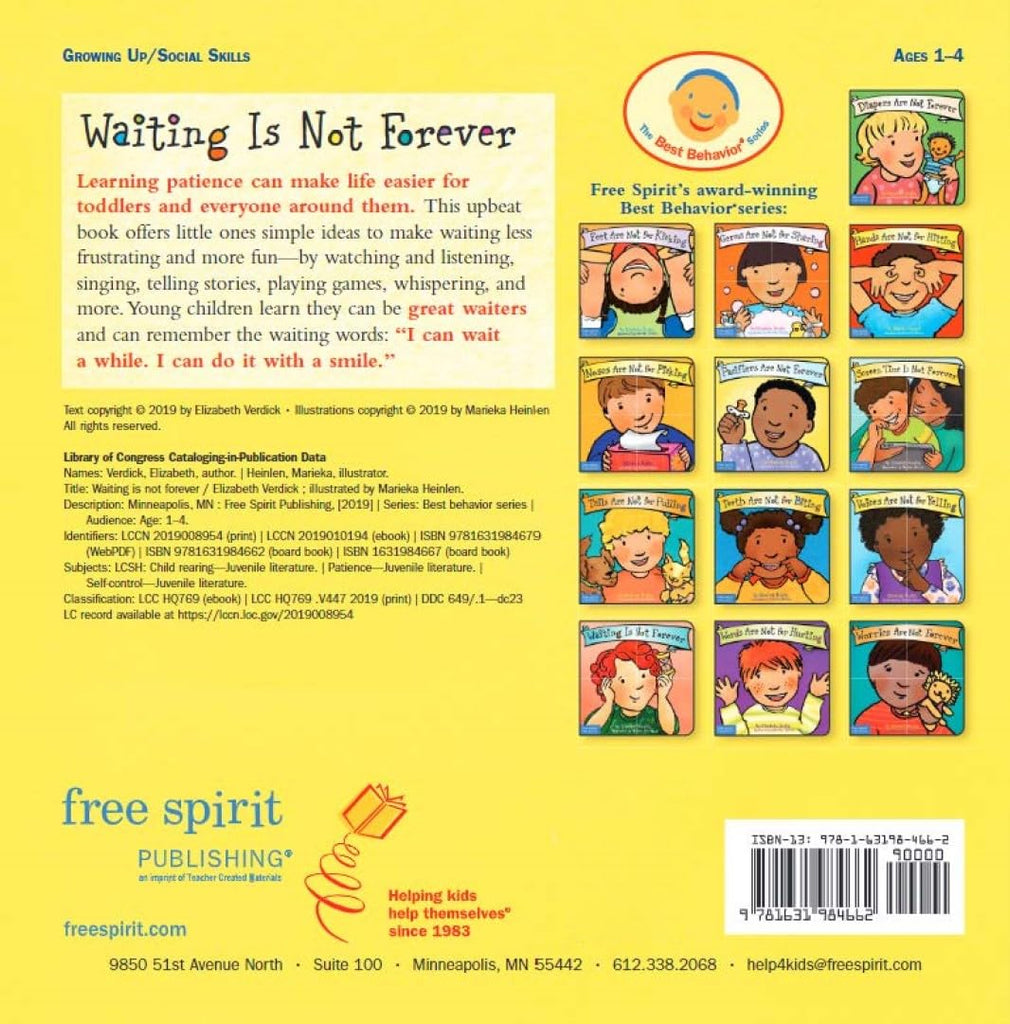 Waiting Is Not Forever (Best Behaviour Series) — Board Book for Toddlers (Ages 1-4 yrs) | Learn Patience & Kind Behaviour | by Free Spirit Publishing