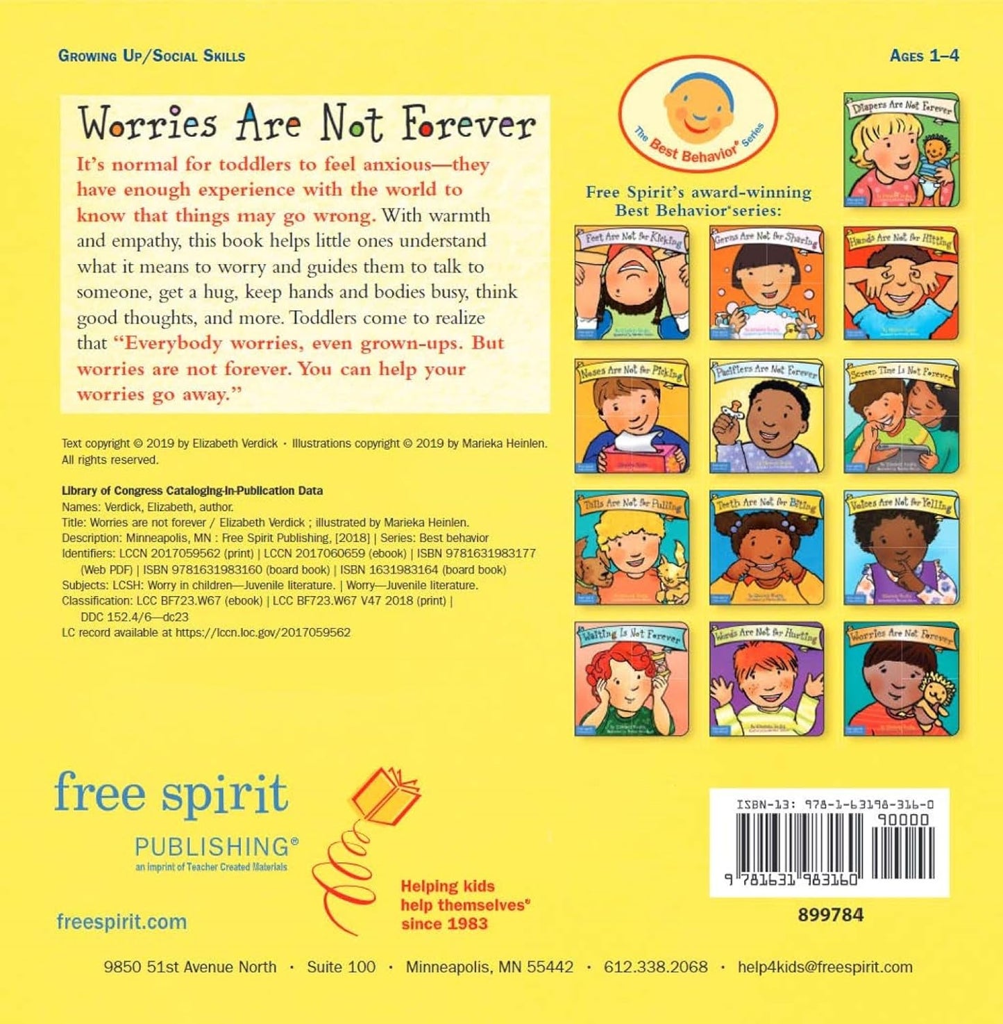 Worries Are Not Forever — Gentle Board Book for Toddlers (Ages 1–4 yrs) | Build Calm Confidence & Big-Feelings Skills | by Free Spirit Publishing