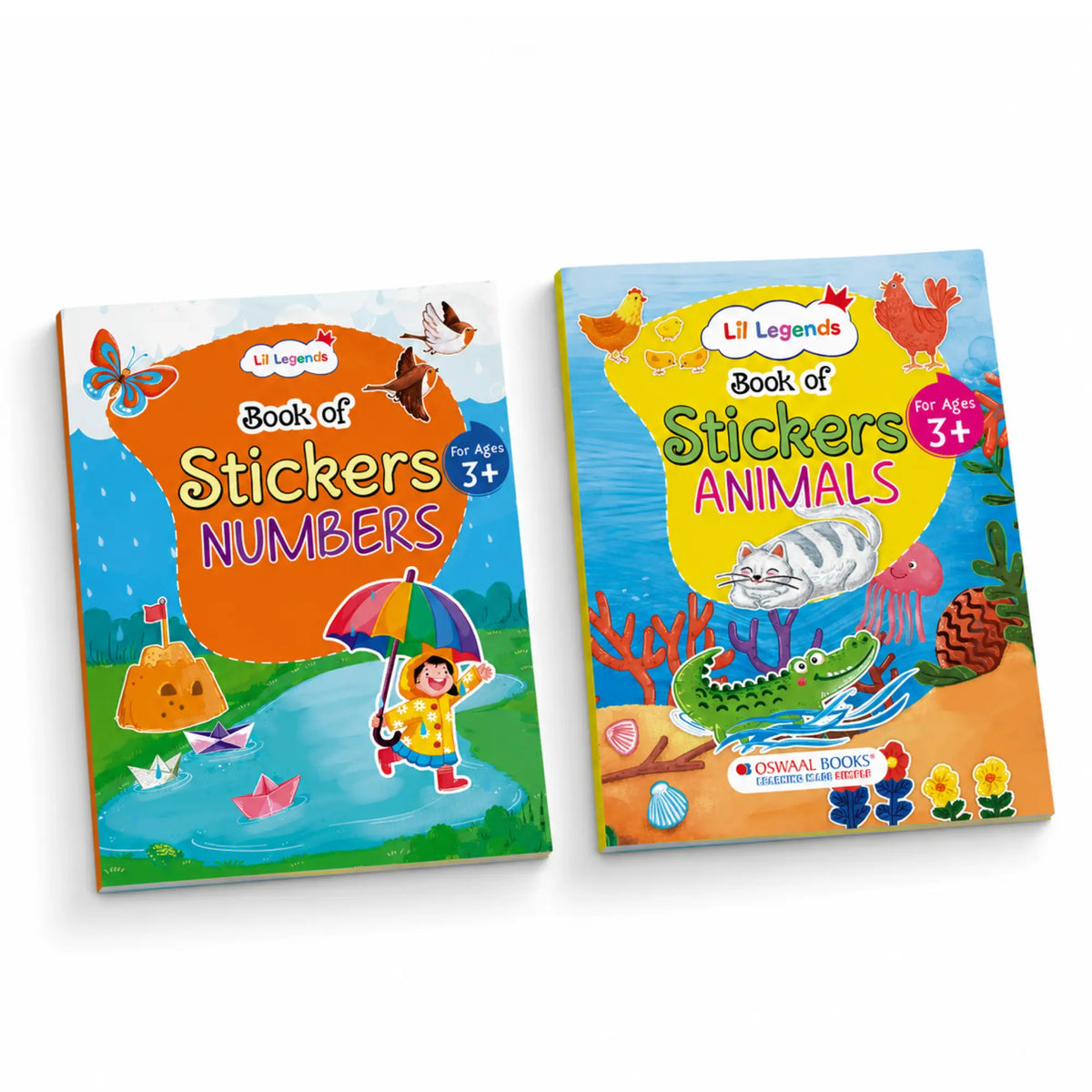 Lil Legends Books of Stickers Animals and Numbers | Set of 2 for Age 3+ | Learn Animal Names and ABC With Fun Activities | Educational Workbook | For Toddlers/Nursery/LKG 