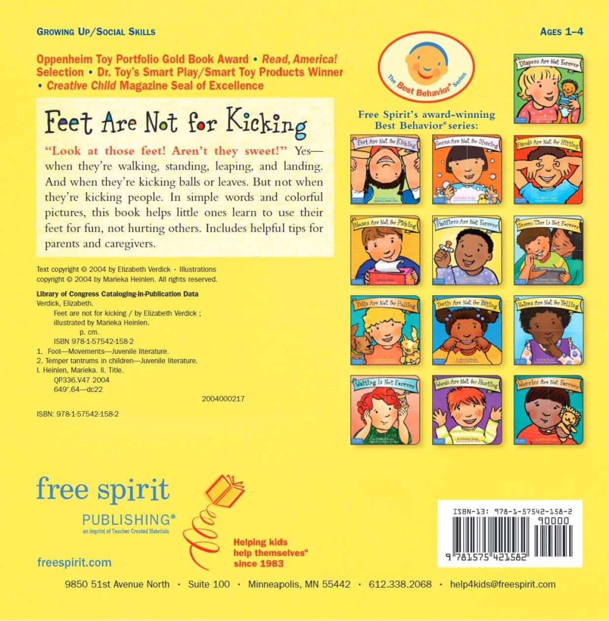 Feet Are Not for Kicking (Best Behaviour Series) — Gentle Board Book for Toddlers (Ages 1-4 yrs) | Teaches Kindness & Self-control | by Free Spirit Publishing