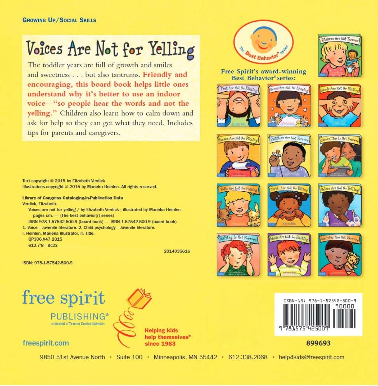Voices Are Not for Yelling (Best Behaviour Series) — Kindness & Communication Board Book for Toddlers (Ages 1–4 yrs) | Teach Kids to Use Gentle Voices | by Free Spirit Publishing