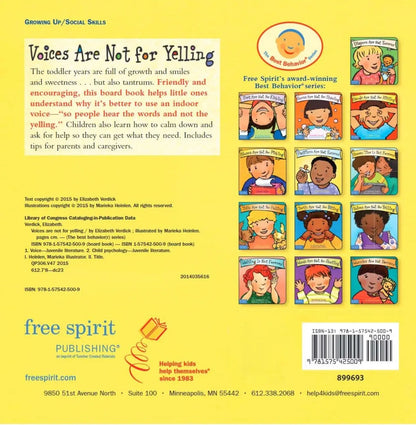 Voices Are Not for Yelling (Best Behaviour Series) — Kindness & Communication Board Book for Toddlers (Ages 1–4 yrs) | Teach Kids to Use Gentle Voices | by Free Spirit Publishing 