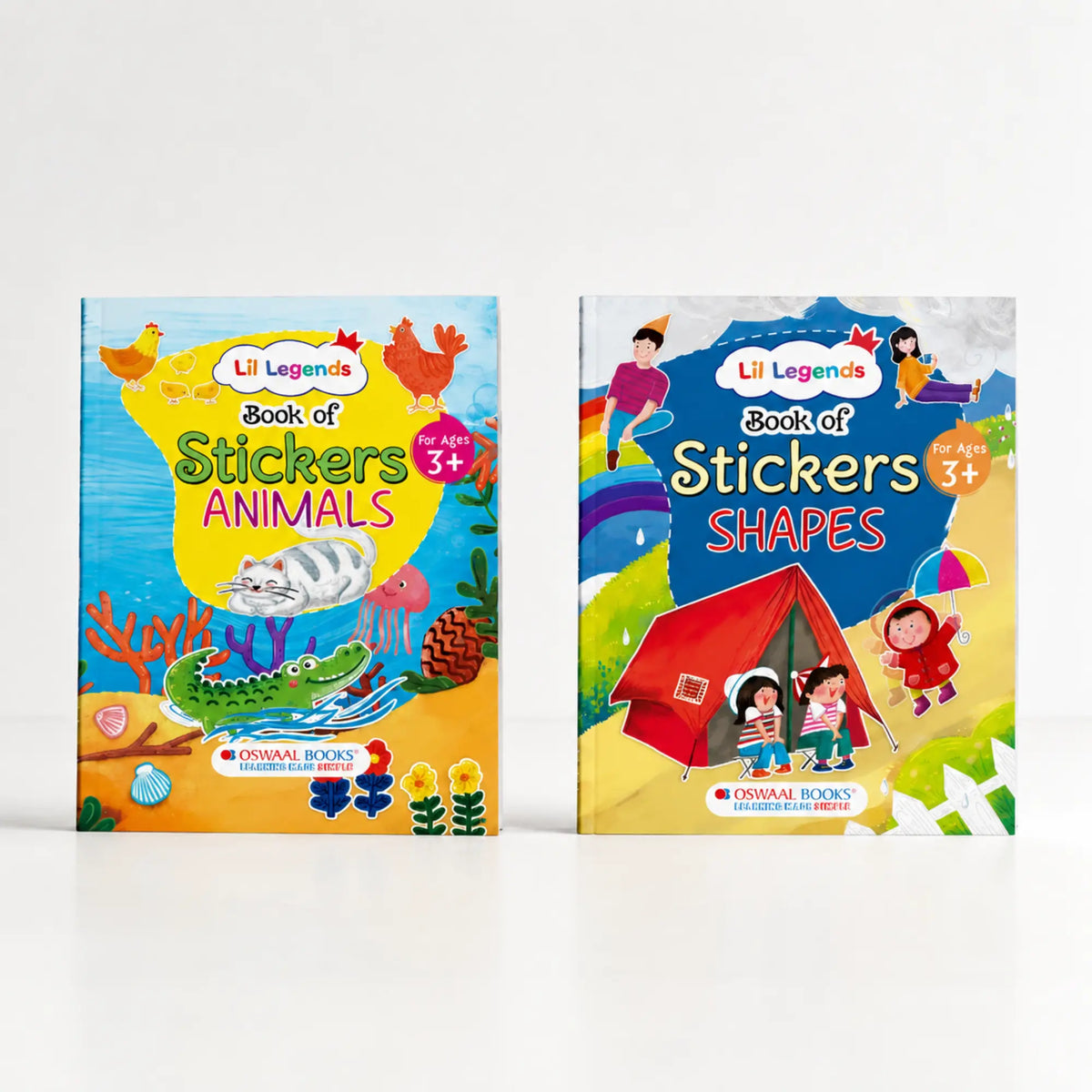 Lil Legends Books of Stickers Animals and Shapes | Set of 2 For Age 3+ | Learn Animal Names and Shapes With Fun Activities | Educational Workbook For Toddlers | For Nursery/LKG 