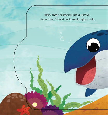 Lil Legends Shaped Board Book - Sea Animals: Whale | Whale-Shaped Picture Book for Kids Age 2+ Years | Early Learning Book with Colourful Illustrations for Toddlers & Preschoolers