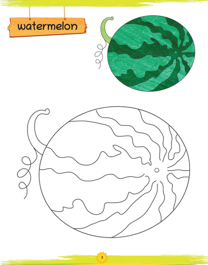 Lil Legends Book of Copy Colouring for kids,To Learn About Fruits, Age 3 + 