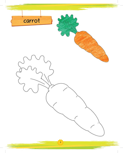 Lil Legends Book of Copy Colouring for kids,To Learn About Vegetables, Age 3 + 