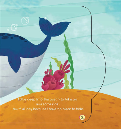 Lil Legends Shaped Board Book - Sea Animals: Whale | Whale-Shaped Picture Book for Kids Age 2+ Years | Early Learning Book with Colourful Illustrations for Toddlers & Preschoolers