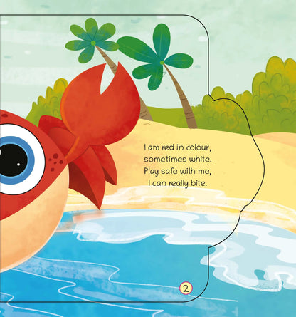 Lil Legends Shaped Board Book - Sea Animals: Crab | Crab-Shaped Picture Book for Kids Age 2+ Years | Early Learning Book with Colourful Illustrations for Toddlers & Preschoolers