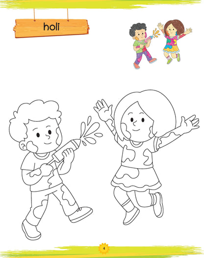 Lil Legends Book of Copy Colouring for Kids | Festivals Theme | Fun Colouring Activity Book | Creativity, Colour Recognition & Fine Motor Skills | Age 3+ Years 
