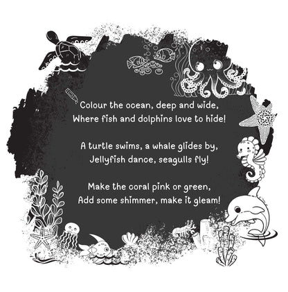 Lil Legends Let's Colour Our Oceans Colouring Book for Kids | Builds Colour Recognition, Focus and Creativity | Travel-Friendly Hardboard Support | For UKG/ Primary | Age 4+
