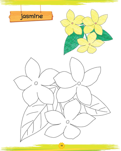 Lil Legends Book Of Copy Colouring Flowers for Kids | Fun Activity Book to Boost Focus, Vocabulary and Creativity  | For Nursery/LKG/UKG | Age 3+ 