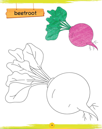 Lil Legends Book of Copy Colouring for kids,To Learn About Vegetables, Age 3 + 