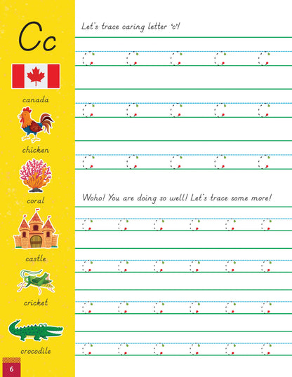 Lil Legends Lowercase Tracing & Vocabulary Book for Kids | Level 1 | Illustrated Pre-Writing Workbook | Learn Small Letters | Age 4+ Years | Paperback | Activity Book