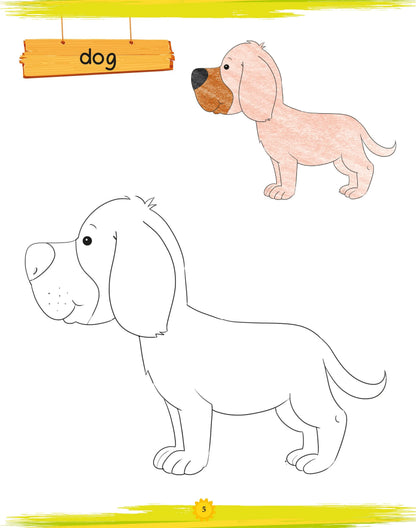 Lil Legends Book of Copy Colouring for kids,To Learn About Animals, Age 3 + 
