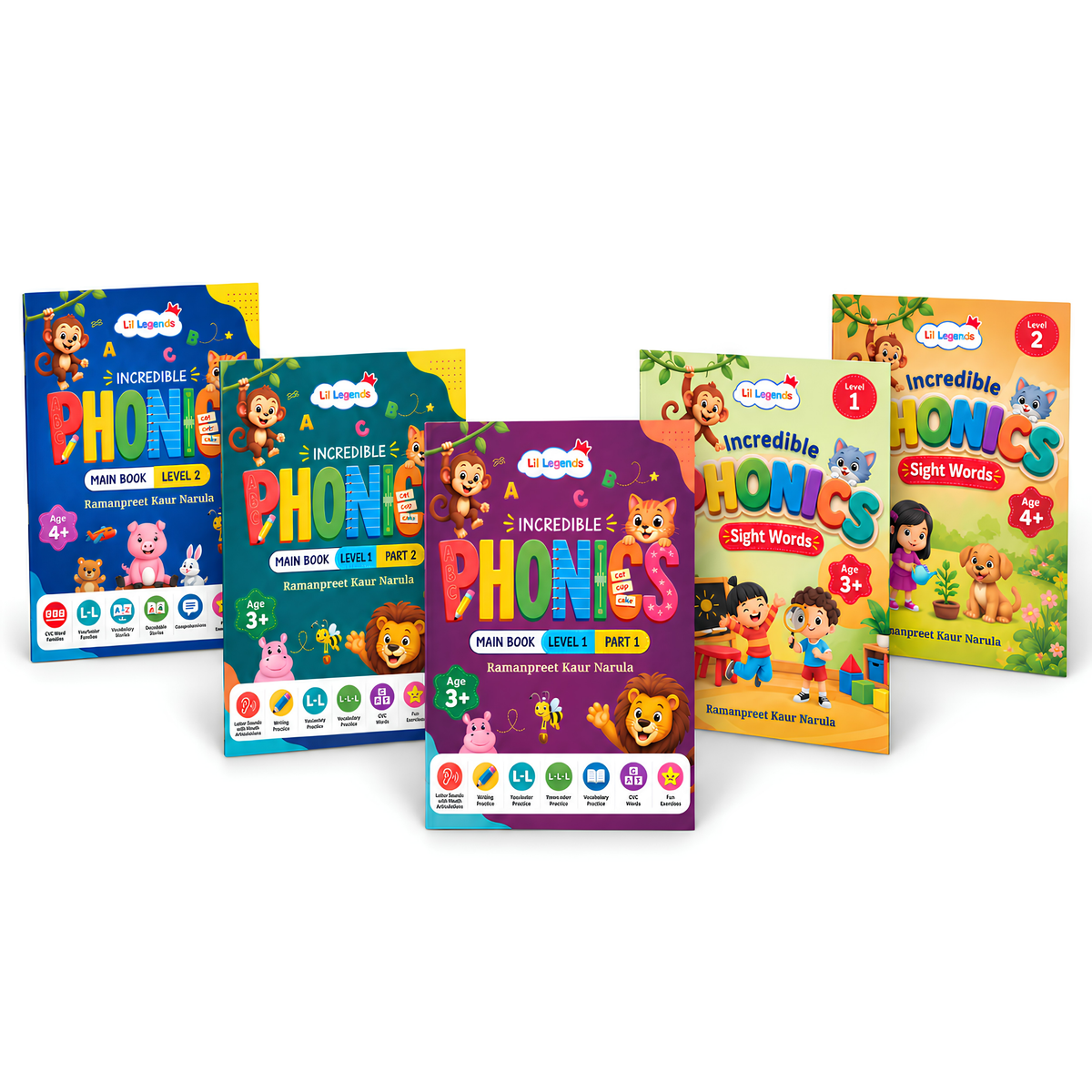 Incredible Phonics for Starters Bundle – 5 Books | Level 1 & 2 Phonics Main Books + Sight Words | Early Reading, Letter Sounds & Word Skills | Learning Books for Ages 3–4+ 